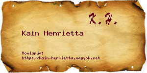 Kain Henrietta névjegykártya
