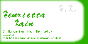 henrietta kain business card